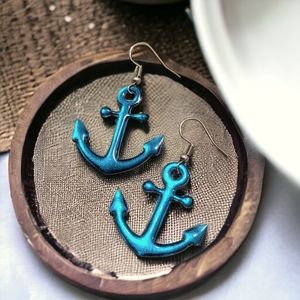 Blue Anchor Earrings